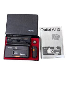Rollei A110 110 Film Miniature Camera Tessar 23mm F2.8 Untested W/ Case & Box